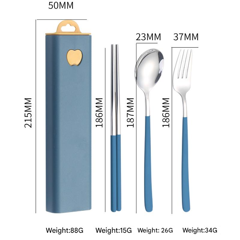 2 - pcs Dark blue Reusable Travel Utensil Set with Case - 304 Stainless Steel Spoon, Fork & Chopsticks
