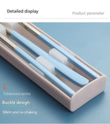 2 - pcs Light blue Reusable Travel Utensil Set with Case - 304 Stainless Steel Spoon, Fork & Chopsticks - Side View