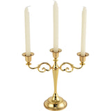 Gold Elegant Metal Candelabra 3 Arm Candle Holder -  Decorative Candelabra for Home, Weddings, Events - Side View