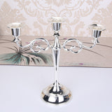 Silver Elegant Metal Candelabra 3 Arm Candle Holder -  Decorative Candelabra for Home, Weddings, Events - Front View