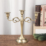 Copper Elegant Metal Candelabra 3 Arm Candle Holder -  Decorative Candelabra for Home, Weddings, Events - Front View