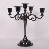 Black Elegant Metal Candelabra 5 Arm Candle Holder -  Decorative Candelabra for Home, Weddings, Events - Side View
