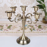 Copper Elegant Metal Candelabra 5 Arm Candle Holder -  Decorative Candelabra for Home, Weddings, Events - Front View