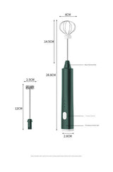 Pink Cordless Drink Mixer & Frother Wand - USB Powered(Spring bubbler head) - Top-Down View