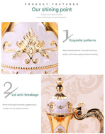 Elegant Gold Metal Serving Set - Decanter, 6 Cups, Tray (White Gold), image 2