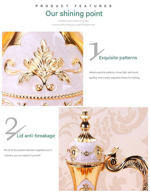 Elegant Gold Metal Serving Set - Decanter, 6 Cups, Tray (White Gold), image 2