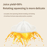 White Electric Citrus Juicer Press - Portable, Large Caliber, One-Click Operation(7.4v1600mAh battery) - Top-Down View