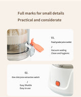 White Electric Citrus Juicer Press - Portable, Large Caliber, One-Click Operation(7.4v1600mAh battery) - 45-Degree Angle