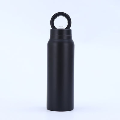 Stainless Steel Insulated Water Bottle with Integrated Magnetic Phone Stand - Black (24oz)