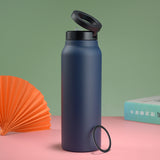 Stainless Steel Insulated Water Bottle with Integrated Magnetic Phone Stand - Blue (24oz) - Front View