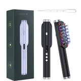 Black Vibrating Scalp Massager Comb - LED Therapy & Oil Infuser for Hair Growth