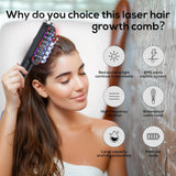 Black Vibrating Scalp Massager Comb - LED Therapy & Oil Infuser for Hair Growth - Front View