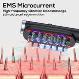 Green Vibrating Scalp Massager Comb - LED Therapy & Oil Infuser for Hair Growth - 45-Degree Angle