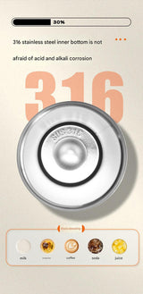 Mini Insulated Coffee Cup - 316 Stainless Steel, Portable & Stylish - White Kitten (300ml) - Top-Down View