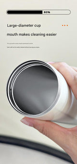 Mini Insulated Coffee Cup - 316 Stainless Steel, Portable & Stylish - Black Kitten (300ml) - 45-Degree Angle