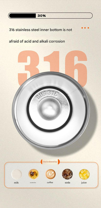 Mini Insulated Coffee Cup - 316 Stainless Steel, Portable & Stylish - Silver drink (300ml)