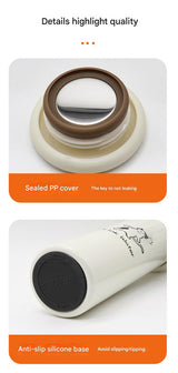 Mini Insulated Coffee Cup - 316 Stainless Steel, Portable & Stylish - Black Kitten (300ml+cup brush) - Low Angle