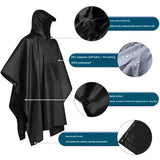 Blue Portable Outdoor Camping Poncho - Can be used as Raincoat, Tarp, Ground Cover