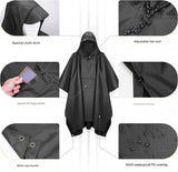 Grey Portable Outdoor Camping Poncho - Can be used as Raincoat, Tarp, Ground Cover