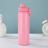 Pink Portable Travel Thermos Bottle - Leakproof Stainless Steel Flask with Carry Handle (25oz - 750ml)