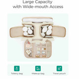 Camel Puffy Travel Wash Bag with Wide-Mouth Access and Wet-Dry Pockets - Front View
