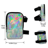Black Shiny Holographic Thigh Holster Bag - Hands-Free Festival & Hiking Gear - Top-Down View