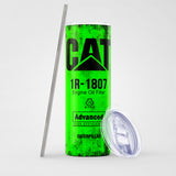 Green Skinny Tumbler (591ml) - Fun CAT Oil Filter Replica for Construction Fans - Side View