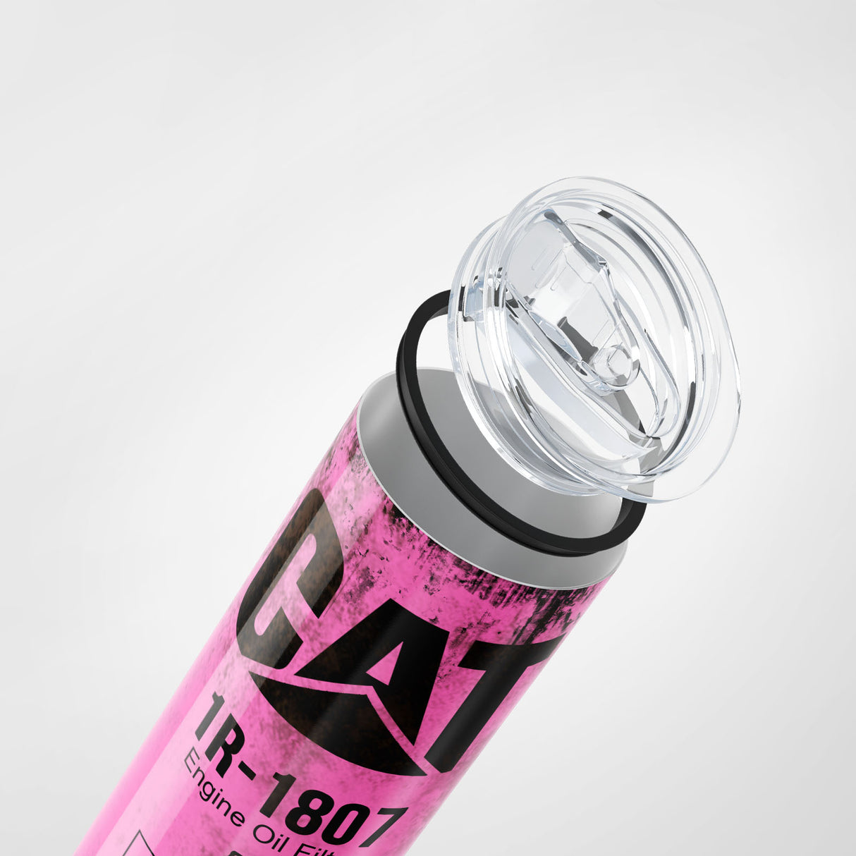 Pink Skinny Tumbler (591ml) - Fun CAT Oil Filter Replica for Construction Fans
