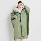 Matcha green Stylish Waterproof Raincoat Poncho - Long, Packable for Outdoor Travel & Hiking - Front View