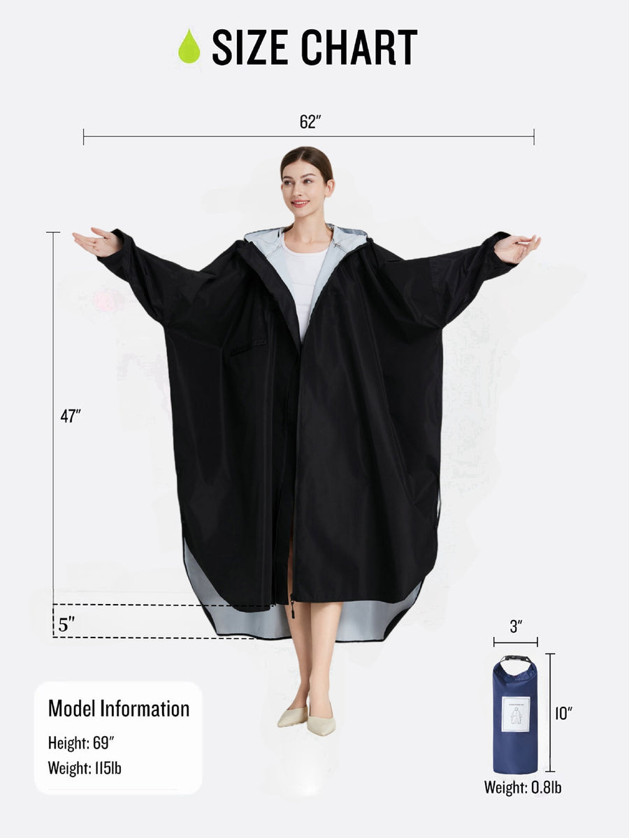 Yellow Stylish Waterproof Raincoat Poncho - Long, Packable for Outdoor Travel & Hiking, Waterproof