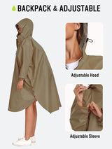 Light pink Stylish Waterproof Raincoat Poncho - Long, Packable for Outdoor Travel & Hiking - Side View