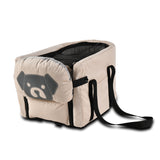 Beige Pet Car Booster Seat for Small Dogs & Cats - Safe Travel Carrier Bed - Side View