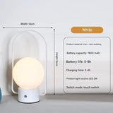 White Portable Rechargeable LED Lantern Lamp - Touch Control 3-Color Dimmable Desk Light - Front View