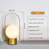 Gold Portable Rechargeable LED Lantern Lamp - Touch Control 3-Color Dimmable Desk Light - Front View