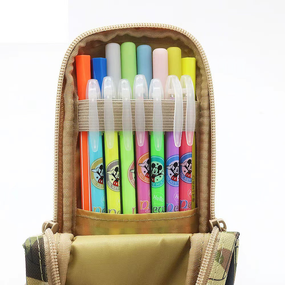Camouflage Car Shaped Pencil Case - Large Capacity Stationery Organizer Pouch (Desert camouflage)