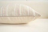 Textured Vertical Striped Pillowcases - Scandinavian Home Decor Accents (Pink Stripes Pair - 45x45cm) - Side View