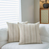 Textured Vertical Striped Pillowcases - Scandinavian Home Decor Accents (Green Stripes Pair - 45x45cm)