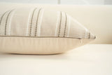 Textured Vertical Striped Pillowcases - Scandinavian Home Decor Accents (Green Stripes Pair - 45x45cm) - Front View