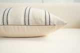 Textured Vertical Striped Pillowcases - Scandinavian Home Decor Accents (Blue Stripes Pair - 45x45cm) - Front View