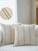 Textured Vertical Striped Pillowcases - Scandinavian Home Decor Accents (Grey Stripes Pair - 45x45cm) - Side View