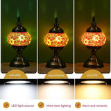 Blue Prism Exotic Mosaic Table Lamp - Handmade Turkish/Moroccan Style, 3-Color LED (Style 6) - Front View