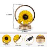 Rechargeable Ring Light with Sunflowers - Ambient Bedside Table Lamp Decor(USB) - Front View