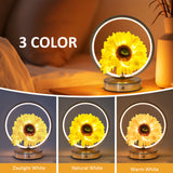 Rechargeable Ring Light with Sunflowers - Ambient Bedside Table Lamp Decor(USB) - Top-Down View