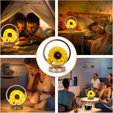 Rechargeable Ring Light with Sunflowers - Ambient Bedside Table Lamp Decor(USB) - 45-Degree Angle