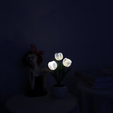 Blue Charging model Artificial Tulip Bouquet LED Light - Ceramic Pot Desk Lamp - Side View