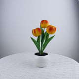 Orange Charging model Artificial Tulip Bouquet LED Light - Ceramic Pot Desk Lamp - Side View