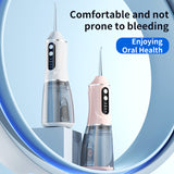 Portable Electric Oral Irrigator with 4 Nozzles 3 Pressure Modes - Blue - 45-Degree Angle