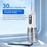Portable Electric Oral Irrigator with 4 Nozzles 3 Pressure Modes - White - Close-Up Angle