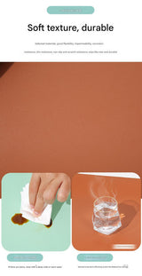 2 PCS Wine red/yellow Extra-Large Leather Table Mat for Study & Work - Pad for Students & Office Use (60x30cm) - Top-Down View