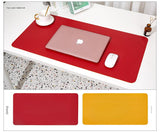 Wine red/yellow Extra-Large Leather Table Mat for Study & Work - Pad for Students & Office Use (100x50cm) - Front View